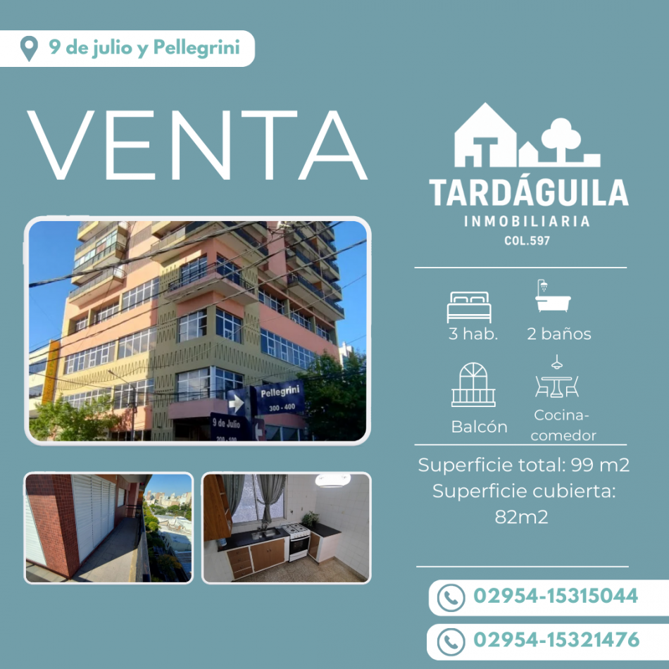 VENDE hermoso dpto sobre Pellegrini y 9 de julio 