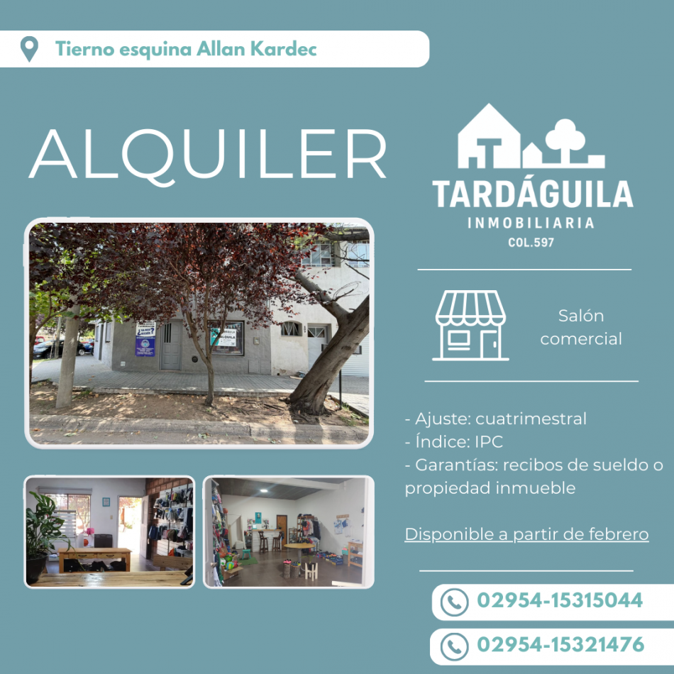 ALQUILER DISPONIBLE: salon comercial.